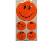 Fasi Reflexaufkleber-Set Smily orange, 1 x  5 cm, 4 x  2,5 cm