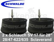 Schwalbe 2er Set Schlauch SV 17 einzeln 27/28 28/47-622/635 SV40mm