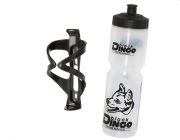 BDCP Set 1x Black Dingo Trinkflasche Transparent & Flaschenhalter Stand Aero