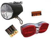 Batterie-Lampenset 12 Avenue Rcklicht Black Dingo Scheinwerfer 20 Lux ein/aus